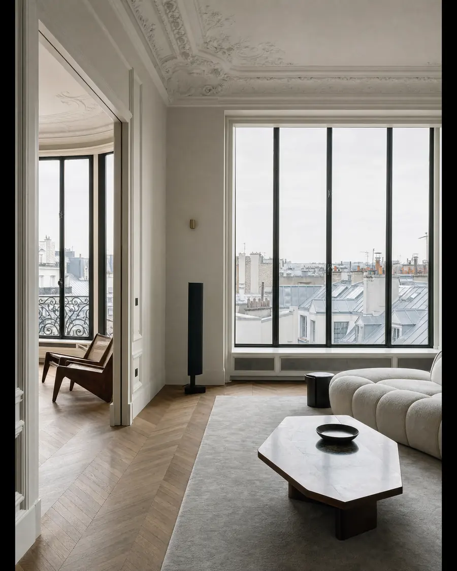 Grand appartement parisien haussmannien aux hauts plafonds